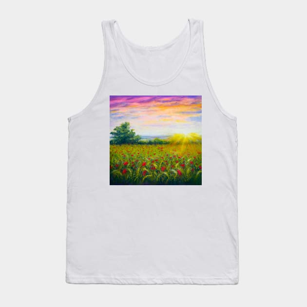 Poppy field at sunset Tank Top by redwitchart